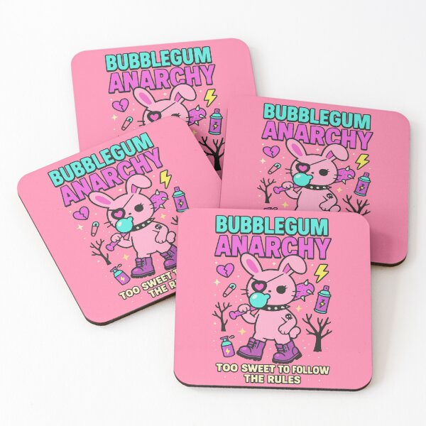 Item preview, Bubblegum Anarchy Bunny – Cute Punk Rebel Cartoon Art designed and sold by Cheeky Companions.