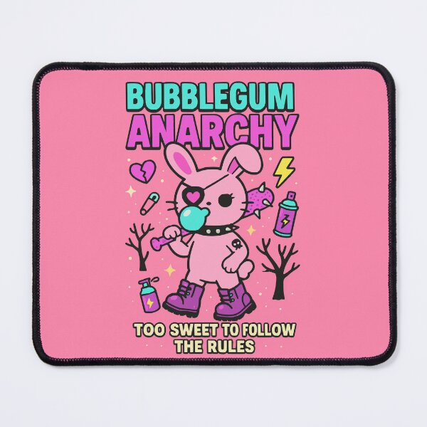 Item preview, Bubblegum Anarchy Bunny – Cute Punk Rebel Cartoon Art designed and sold by Cheeky Companions.