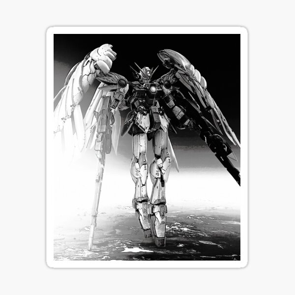 Vista previa del artículo con la obra «Ilustración en tinta remasterizada de Wing Gundam», diseñado y vendido por sabartgunpla.