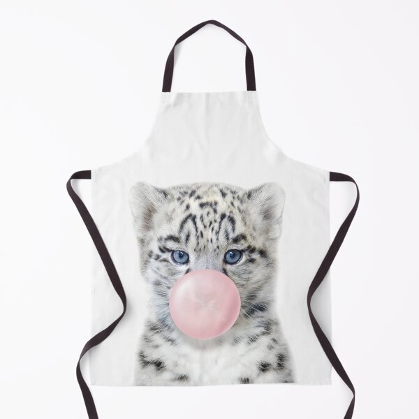Item preview, Baby Snow Leopard Blowing Pink Bubble Gum, Baby Girl, Kids, Nursery, Baby Animals Art Print by Synplus designed and sold by synplus.