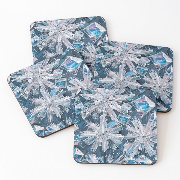 Item preview, Abstract crystal Snowflakes Against a Dark Geometric Background designed and sold by CoolPixels.