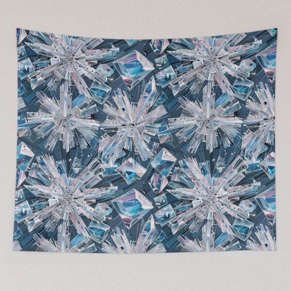 Item preview, Abstract crystal Snowflakes Against a Dark Geometric Background designed and sold by CoolPixels.