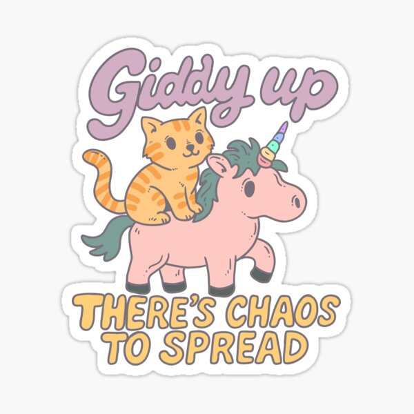 Item preview, Chaotic Cat Rides Unicorn – Giddy Up Chaos Crew designed and sold by Jess.a.creates.