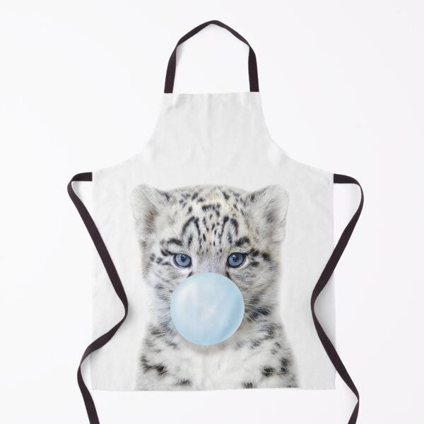 Item preview, Baby Snow Leopard Blowing Blue Bubble Gum, Baby Boy, Kids, Nursery, Baby Animals Art Print by Synplus designed and sold by synplus.