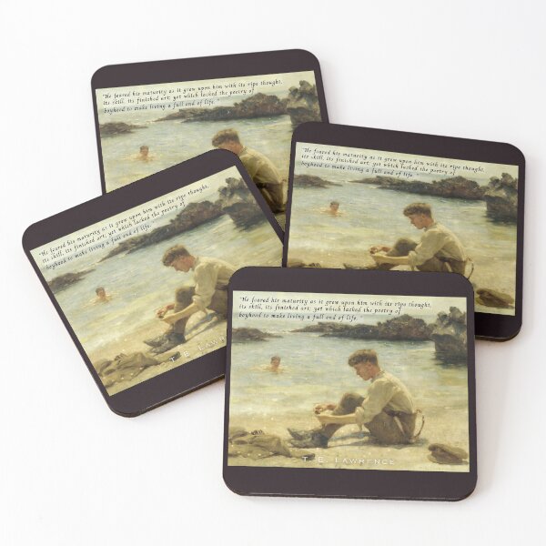 Item preview, T. E. Lawrence quote: He feared his maturity as it grew upon him, with its ripe thought, its skill, its finished art; yet which lacked the poetry of boyhood to make living a full end of life. designed and sold by artbleed.