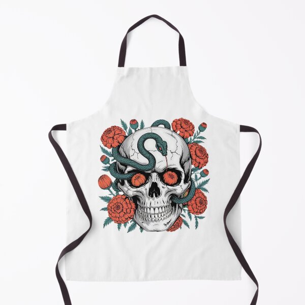 Item preview, Venomous Skull with Marigolds and Serpent designed and sold by BirdsnStuff.