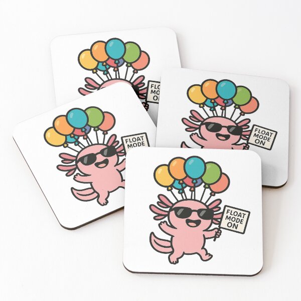 Item preview, Axolotl Floating with Balloons Holding Fun Sign designed and sold by RetroPop23.
