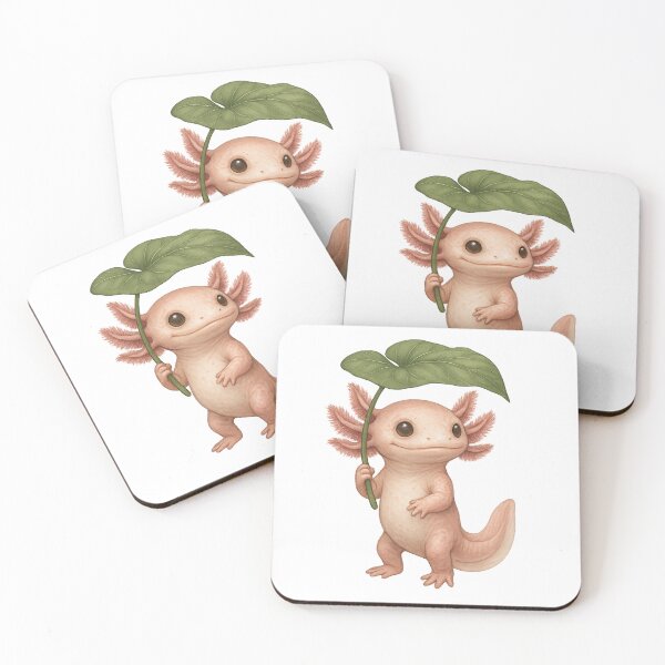 Item preview, Adorable Axolotl Holding Leaf Like Umbrella designed and sold by RetroPop23.