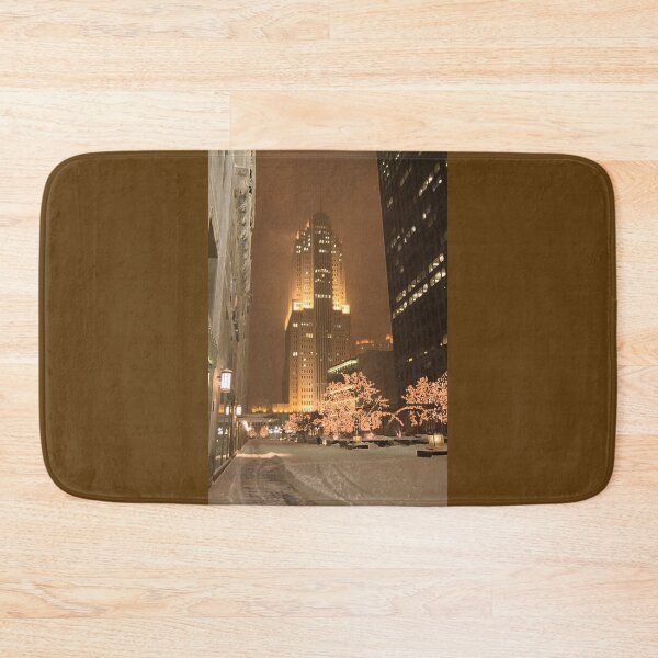 Item preview, Snowfall in the Loop – Nighttime Lights and Art Deco Skyline in Sepia Colors designed and sold by Maryna Gumenyuk.