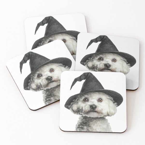 Item preview, Bichon Frise Dog Wearing Halloween Witch Hat designed and sold by LazyOwlStore.