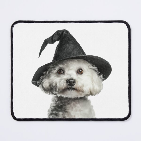 Item preview, Bichon Frise Dog Wearing Halloween Witch Hat designed and sold by LazyOwlStore.