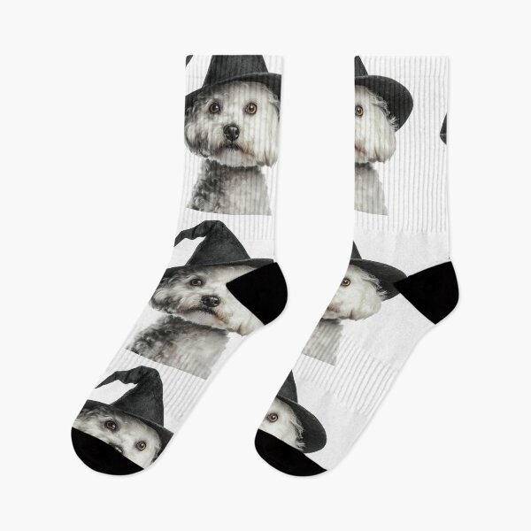 Item preview, Bichon Frise Dog Wearing Halloween Witch Hat designed and sold by LazyOwlStore.