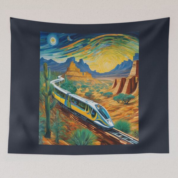 Item preview, "Dynamic Expedition: Vibrant Train Journey Through the Desert" designed and sold by Artisticanvas.