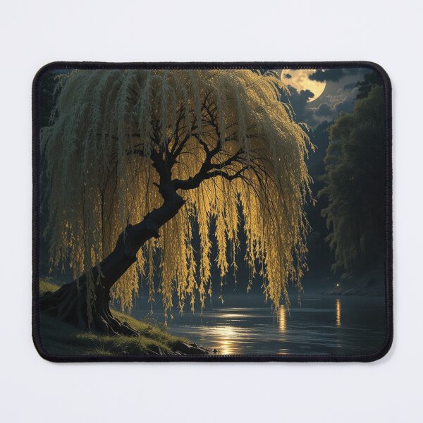 Item preview, Moonlit Willow: Cascading Golden Branches Over Inky Black River designed and sold by semenol.
