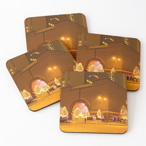 Item preview, Snowfall in Downtown – Nighttime Lights and Holiday Atmosphere with Christmas Spirit designed and sold by Maryna Gumenyuk.