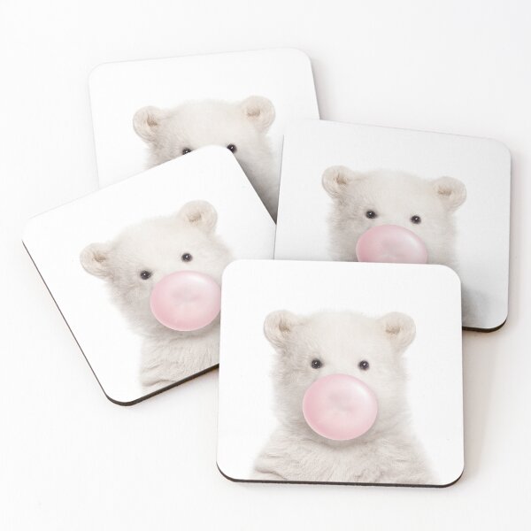 Item preview, Baby Polar Bear Blowing Pink Bubble Gum, Baby Girl, Kids, Nursery, Baby Animals Art Print by Synplus designed and sold by synplus.
