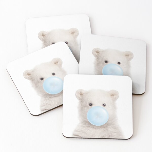 Item preview, Baby Polar Bear Blowing Blue Bubble Gum, Baby Boy, Kids, Nursery, Baby Animals Art Print by Synplus designed and sold by synplus.