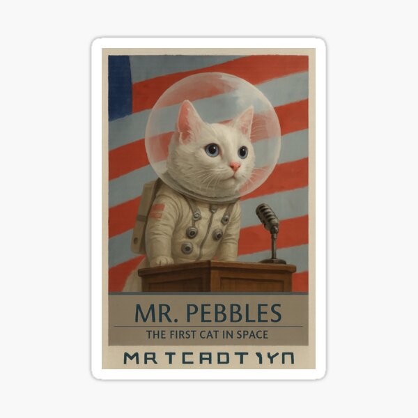 Vista previa del artículo con la obra «Presidente Gato Espacial: Póster de propaganda retro de astronauta», diseñado y vendido por ErmaGonzalez.