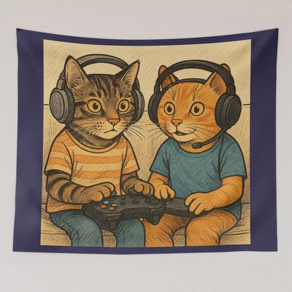 Item preview, Cat gamers designed and sold by YMStore.