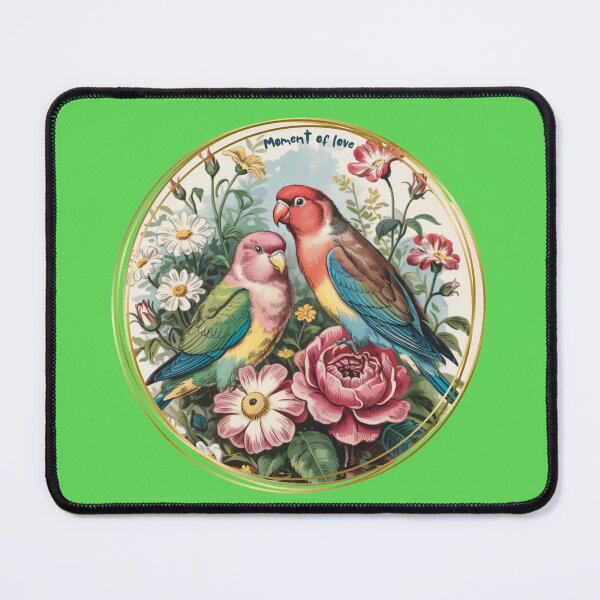Item preview, Moment Of Love With Two Parrots On Floral Background designed and sold by SurrealArtSzysz.