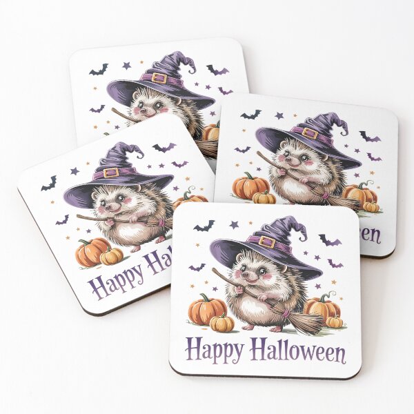 Item preview, Cute Halloween Hedgehog Witch with Pumpkins designed and sold by BirdsnStuff.