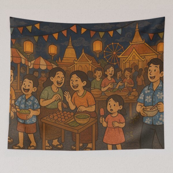 Item preview, Songkran Night Market Delight designed and sold by BobArtGallery.