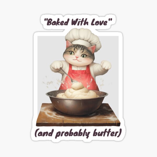 Item preview, This Baked With Love (and probably butter) cute chef cat shows the cat lover side of baking. designed and sold by BarePrintsMerch.