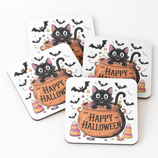 Item preview, Cute Halloween Black Cat in Candy Cauldron designed and sold by BirdsnStuff.