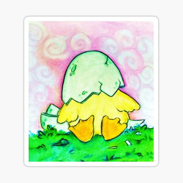 Vista previa del artículo con la obra «Cabeza de huevo y cielos de algodón de azúcar Pequeño patito Color No. 1», diseñado y vendido por MyBottomShelf.