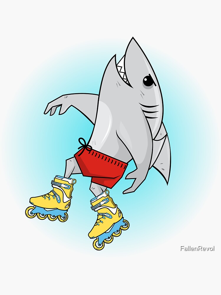 "Shark Real Cute Animal In Cartoon Work Of Art" Sticker for Sale by