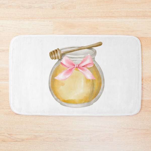 Item preview, Honey Jar and Honey Dipper with Pink Bow – Coquette Cottagecore Kitchen Art designed and sold by DivinePassion.