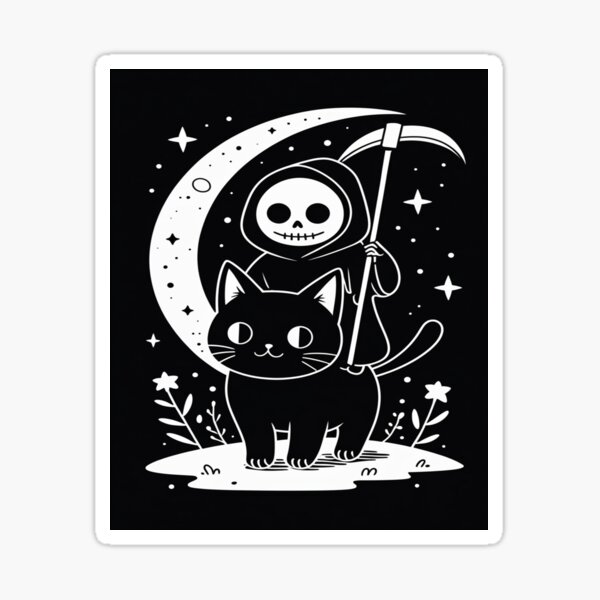 Item preview, Black Cat in Black – With Grim Reaper designed and sold by LifeShapers.