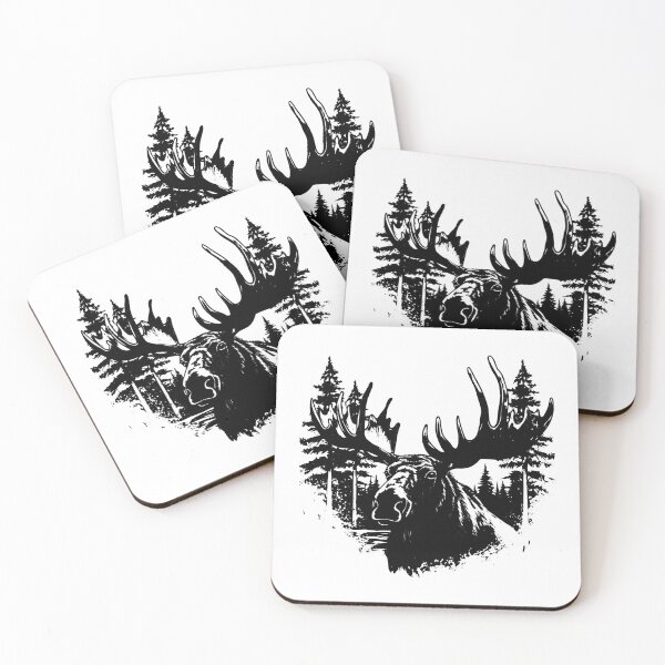 Item preview, Bull Moose Head Antlers Wildlife Forest Habitat Hunting designed and sold by inkoutninja.