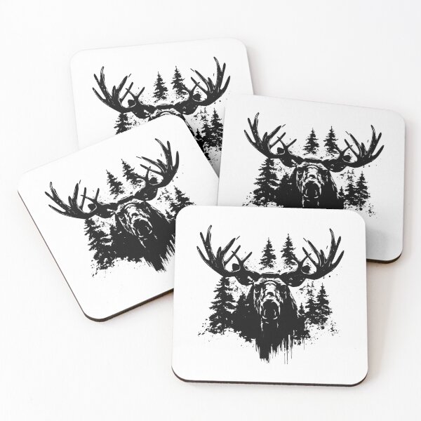 Item preview, Bull Moose Head Antlers Wildlife Forest Habitat Hunting  designed and sold by inkoutninja.