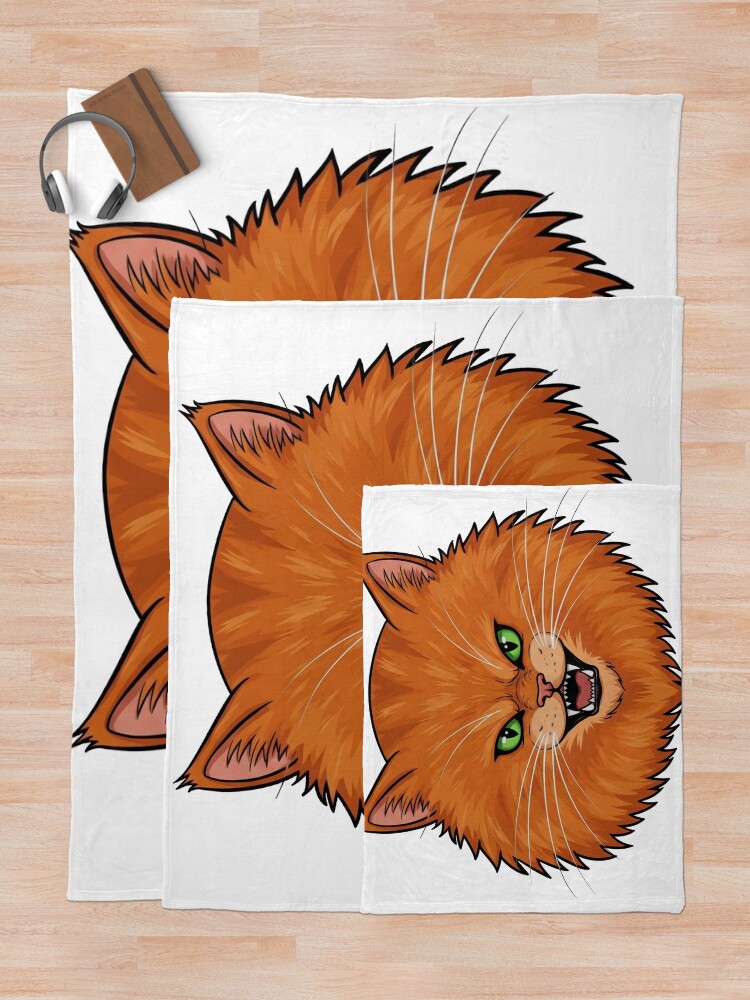 Thumbnail 5 of 6, Throw Blanket, Furious Feline Vector Sticker designed and sold by Alstrin.