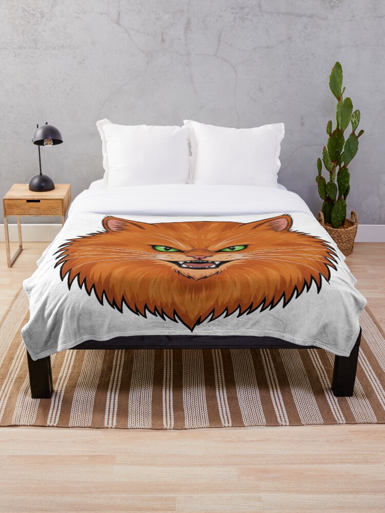 Thumbnail 1 of 6, Throw Blanket, Furious Feline Vector Sticker designed and sold by Alstrin.