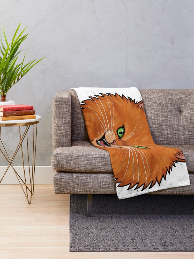 Thumbnail 2 of 6, Throw Blanket, Furious Feline Vector Sticker designed and sold by Alstrin.