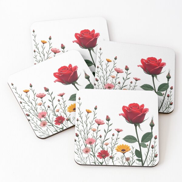 Item preview, Wildflowers and Red Rose on the Right - Transparent Background #5006T designed and sold by Wildflower Rose.
