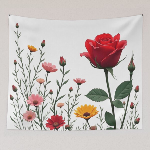 Item preview, Wildflowers and Red Rose on the Right - Transparent Background #5006T designed and sold by Wildflower Rose.