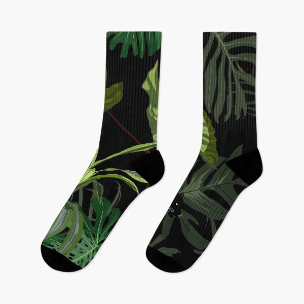 Item preview, Composición de plantas tropicales exóticas naturales verdes sobre fondo negro. designed and sold by MatyKotiv.