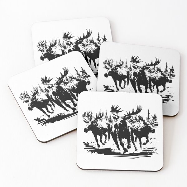 Item preview, Running Moose Charged Elk Wildlife Gallop Sprint Antlers designed and sold by inkoutninja.