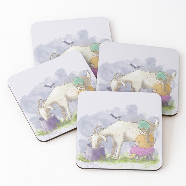 Item preview, Milking Goat Childhood Illustration designed and sold by Jaana Day.