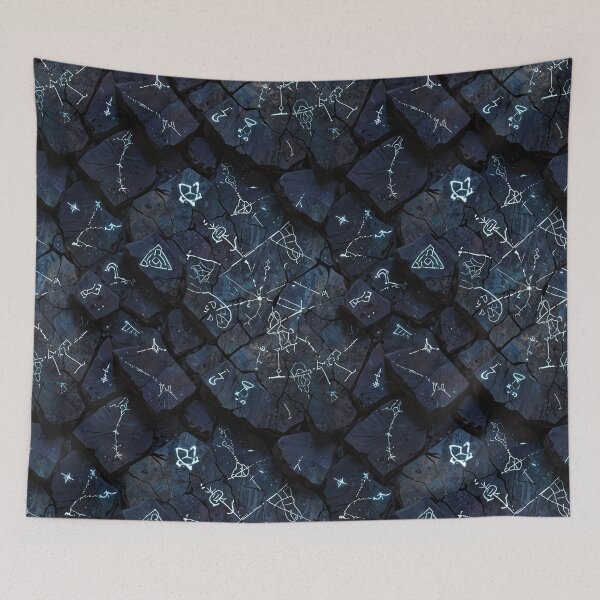 Item preview, Illuminated Mystical Symbols on Dark Cracked Stone Surface designed and sold by CoolPixels.