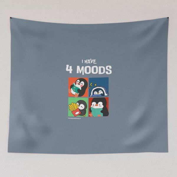 Item preview, 4 Moods Penguin | Funny Bookworm Merch designed and sold by Favbookshelf by Manik.