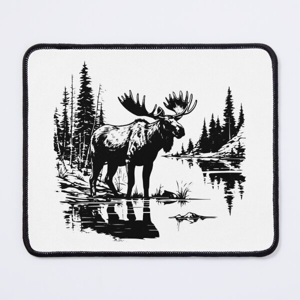 Item preview, Moose Elk Wapiti Antler Water Lake Swamp Wildlife Nature designed and sold by inkoutninja.