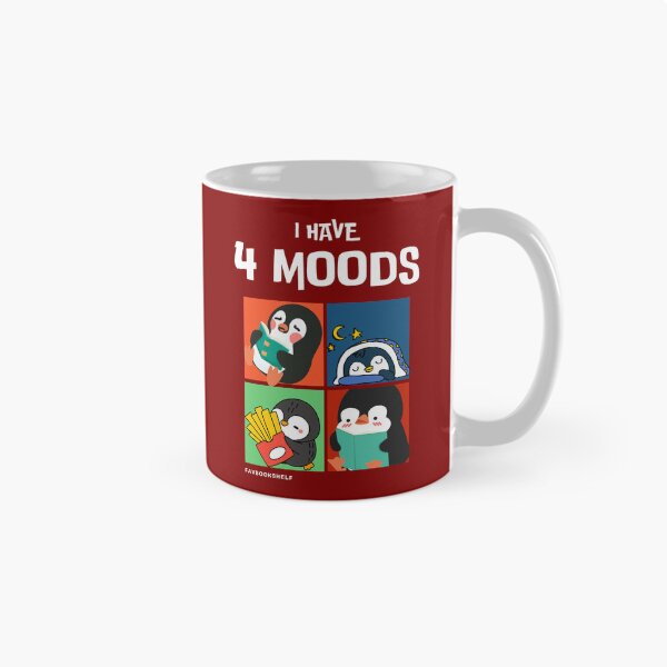 Item preview, 4 Moods Penguin | Funny Bookworm Merch designed and sold by Favbookshelf by Manik.