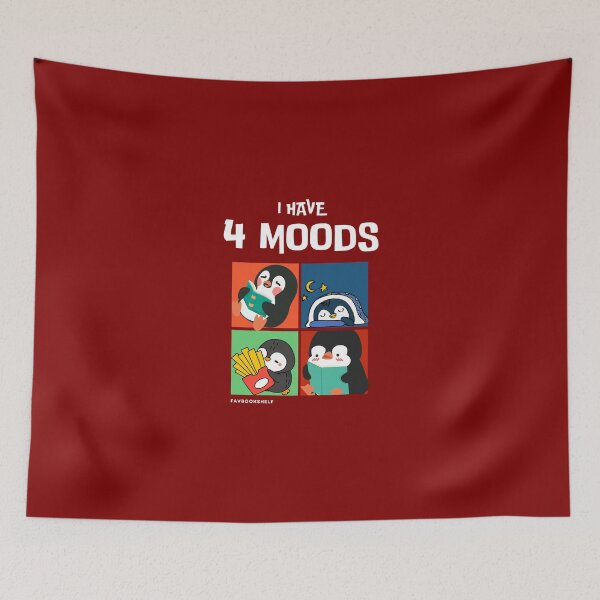 Item preview, 4 Moods Penguin | Funny Bookworm Merch designed and sold by Favbookshelf by Manik.