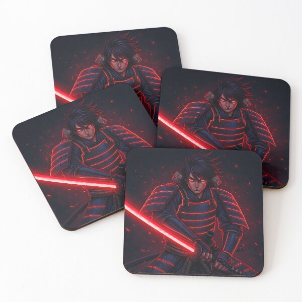 Item preview, Cool Anime Samurai with Red Neon Glow Effect designed and sold by javastocks.