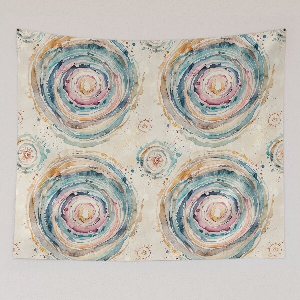 Item preview, Colorful Abstract Watercolor Art with Concentric Circles and Radiating Patterns designed and sold by CoolPixels.