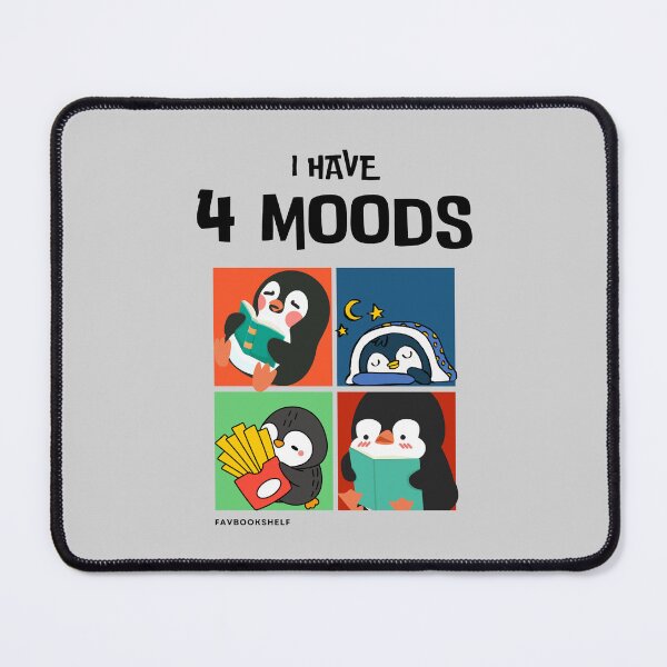 Item preview, 4 Moods Penguin | Funny Bookworm Merch designed and sold by Favbookshelf by Manik.